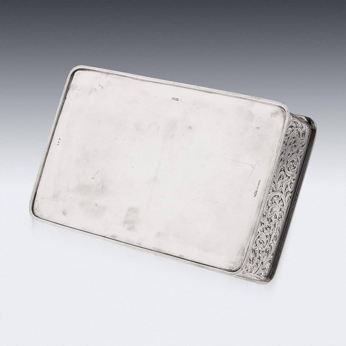 Antigua caja para puros de tres pisos de plata maciza americana del siglo XX, de Tiffany & Co. c.1920 en venta 2
