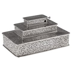 Antique 20thC American Solid Silver Three-Tier Cigar Box By Tiffany & Co c.1920