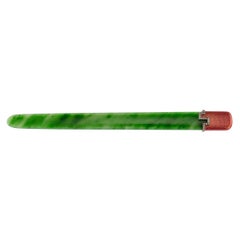 Antique Art Deco Gem Set Silver, Enamel and Nephrite Letter Opener, circa 1920