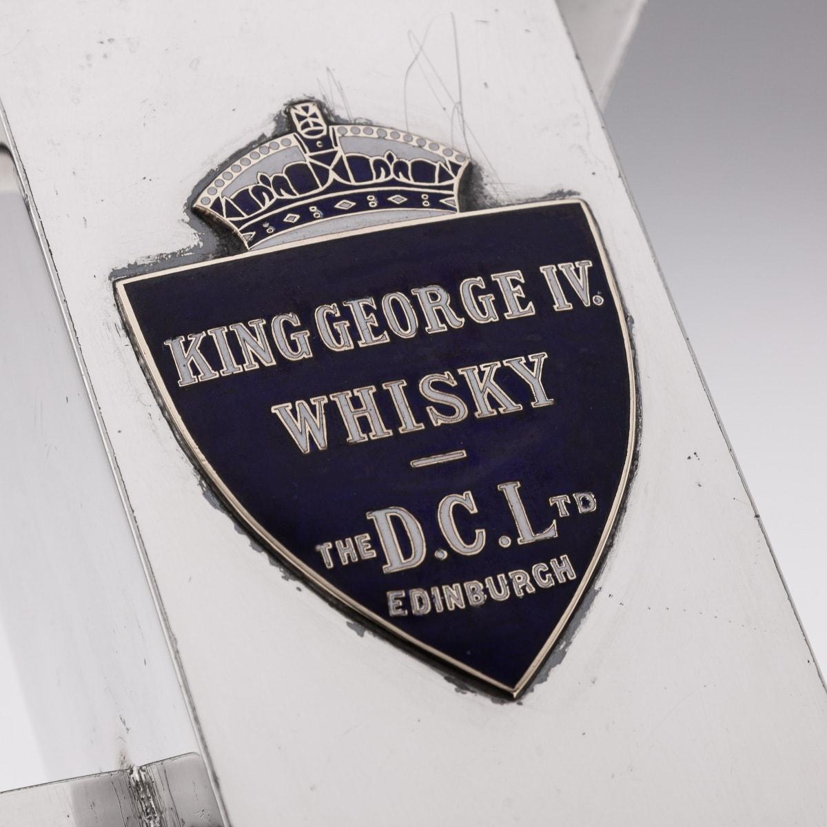 Antique 20thC Art Deco Silver Plated & Enamel Water Jug, King George IV Whisky For Sale 4