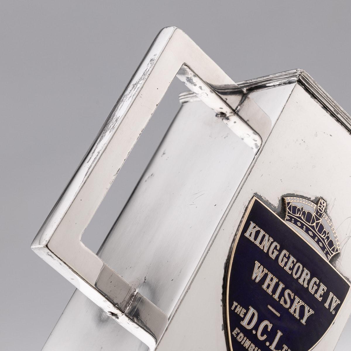 Antique 20thC Art Deco Silver Plated & Enamel Water Jug, King George IV Whisky For Sale 9