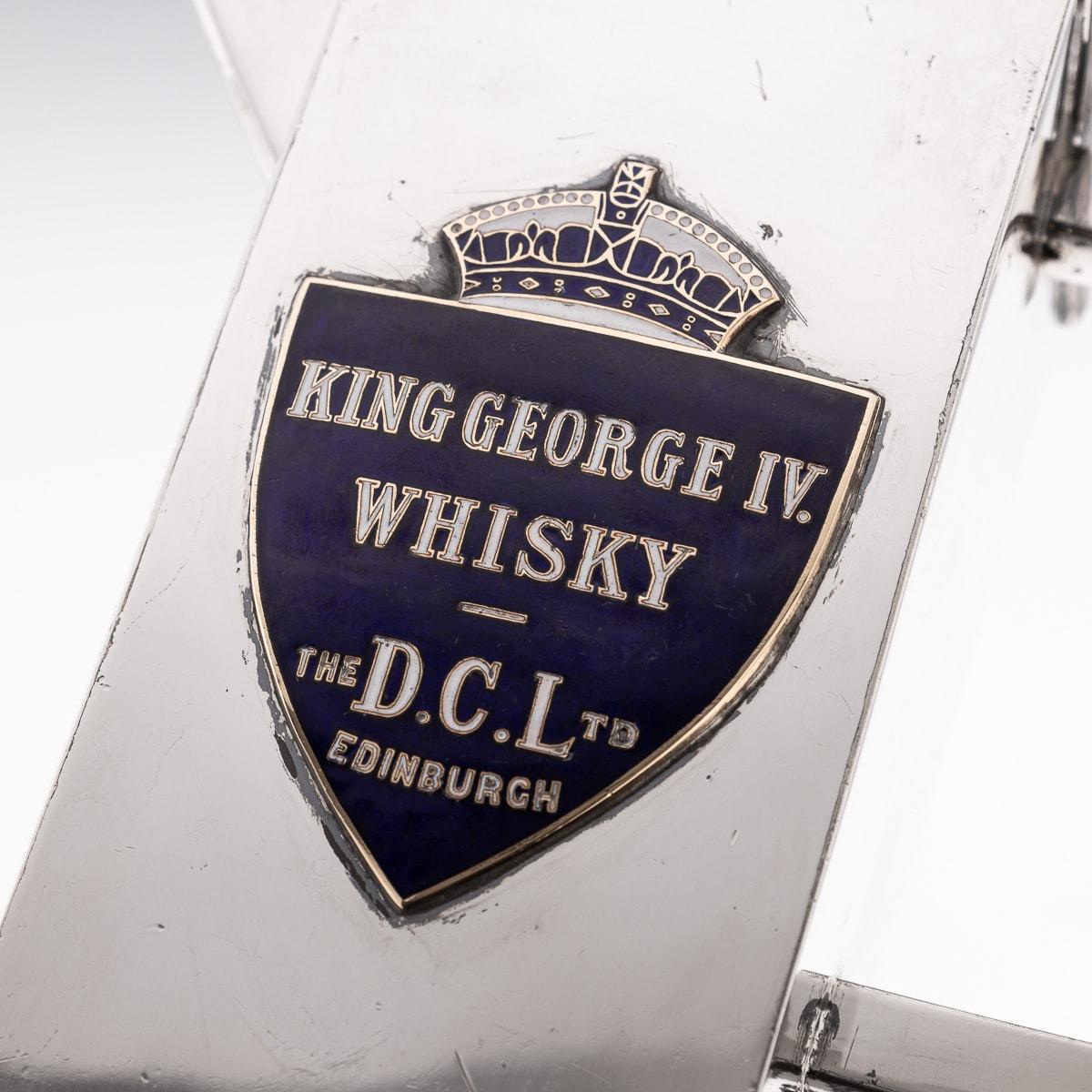 Antique 20thC Art Deco Silver Plated & Enamel Water Jug, King George IV Whisky For Sale 10