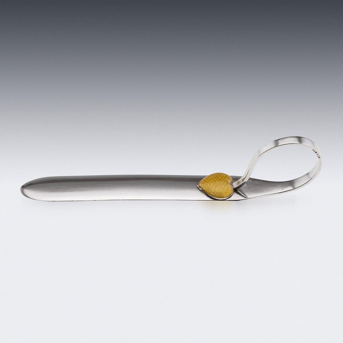 Antique 20thC Austrian Solid Silver & Guilloché Enamel Letter Opener, Vienna In Good Condition For Sale In Royal Tunbridge Wells, Kent