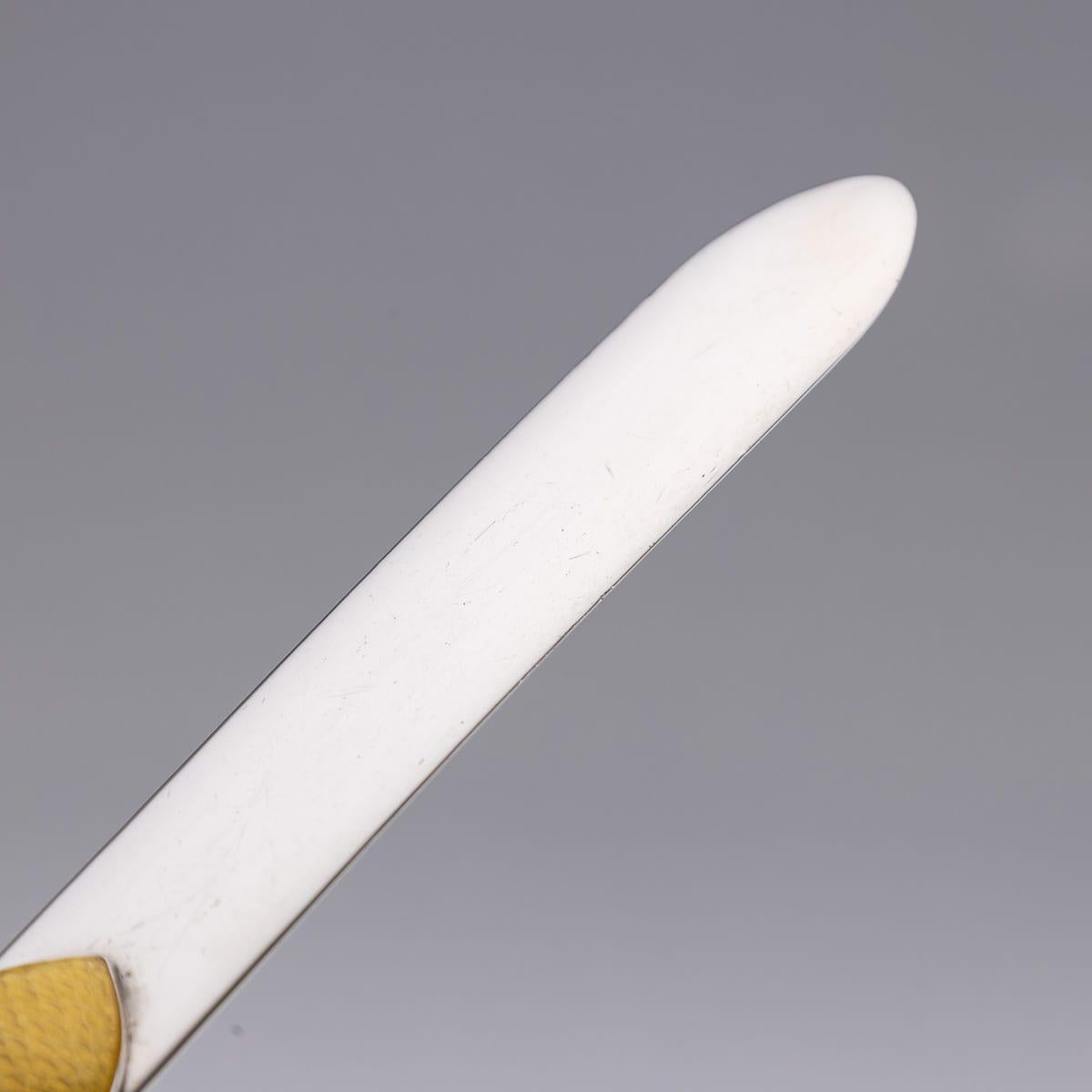 Antique 20thC Austrian Solid Silver & Guilloché Enamel Letter Opener, Vienna For Sale 2