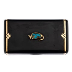 Antique Cartier 18-Karat Gold and Enamel Turquoise Set Vanity Case, circa 1920