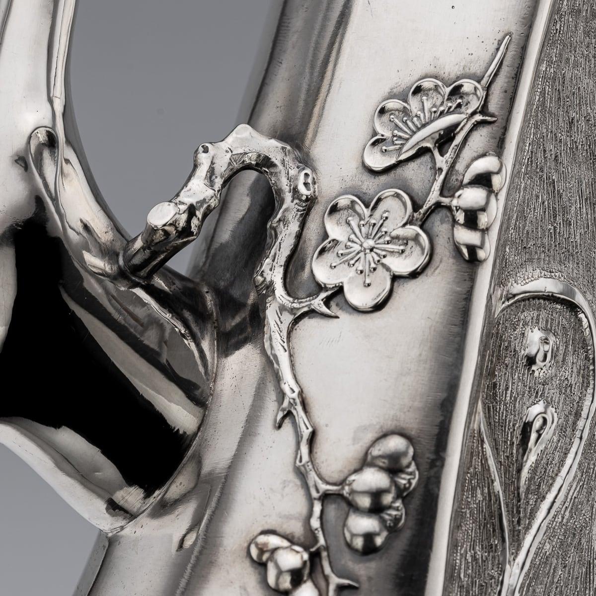 Service à thé quatre pièces en argent massif exporté de Chine du 20e siècle, Singfat vers 1900 en vente 6