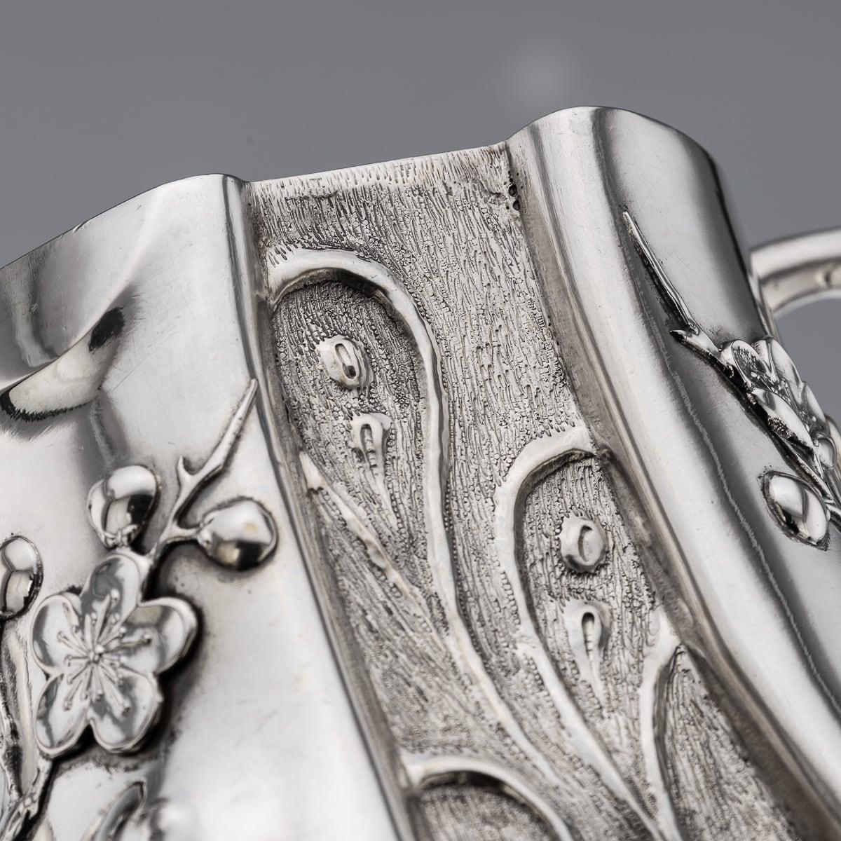 Service à thé quatre pièces en argent massif exporté de Chine du 20e siècle, Singfat vers 1900 en vente 9