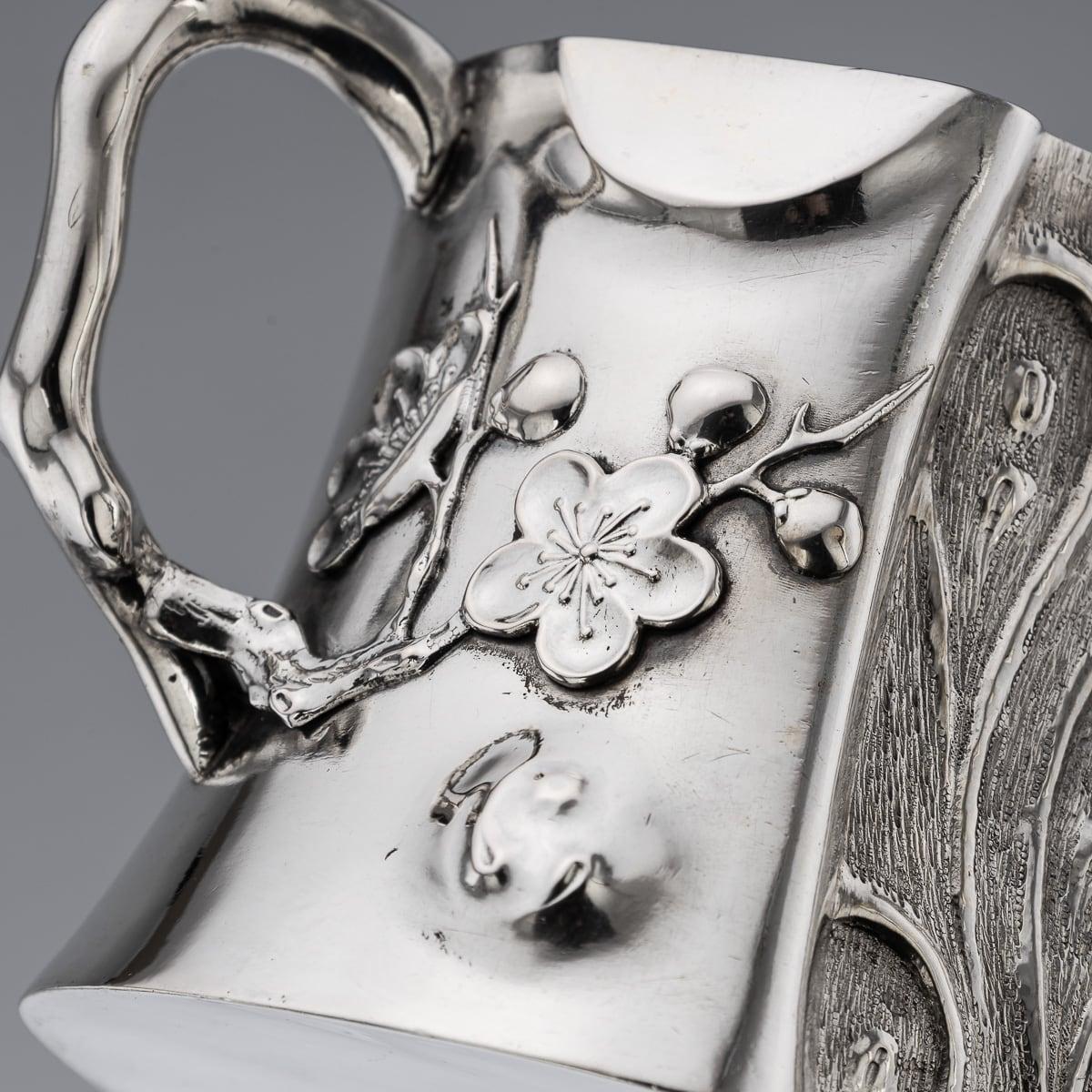 Service à thé quatre pièces en argent massif exporté de Chine du 20e siècle, Singfat vers 1900 en vente 10