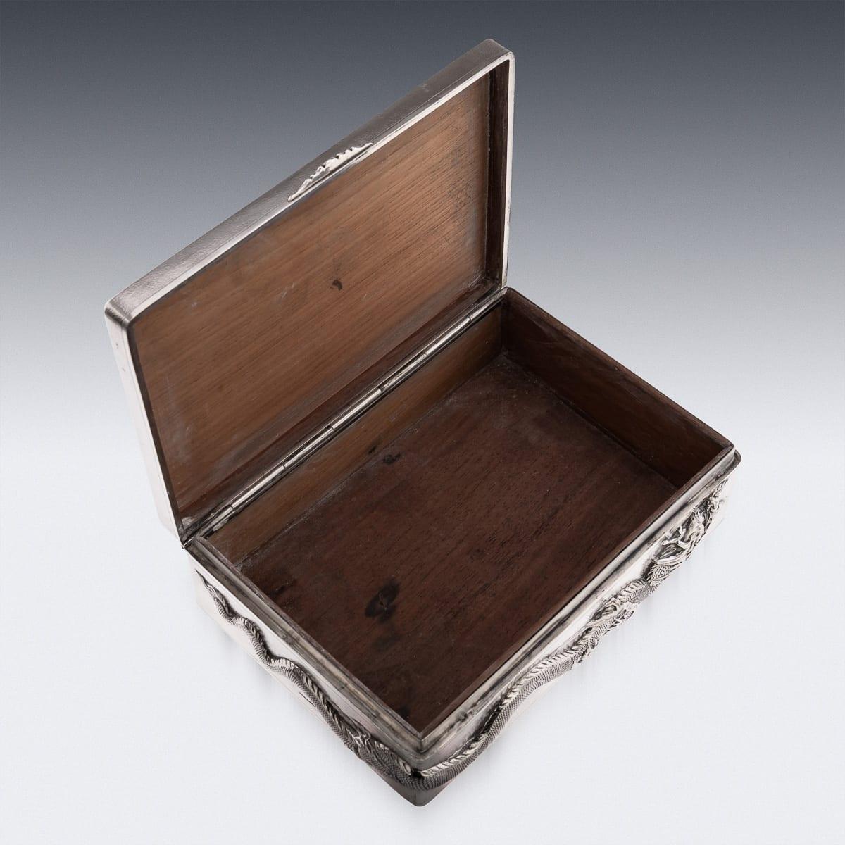 Antique 20thC Chinese Solid Silver Dragon Cigar Box, Shanghai, Zeewo c.1900 For Sale 6