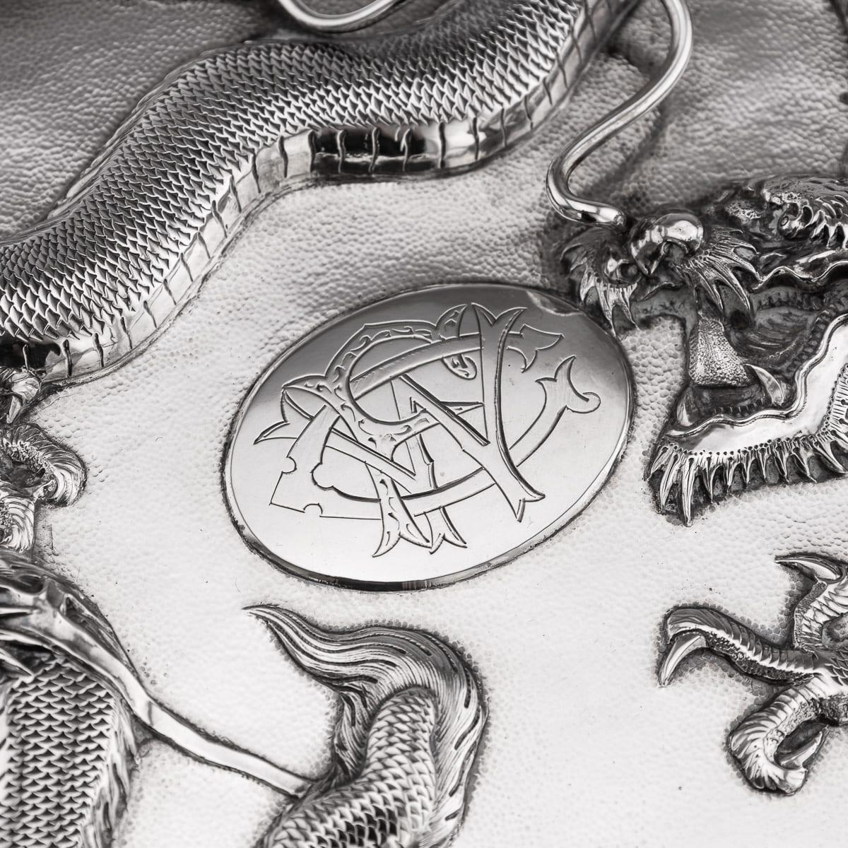 Antique 20thC Chinese Solid Silver Dragon Cigar Box, Shanghai, Zeewo c.1900 For Sale 7