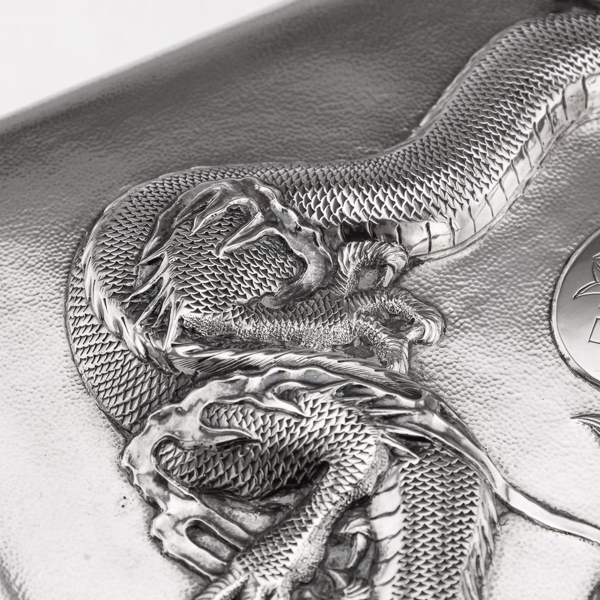 Antique 20thC Chinese Solid Silver Dragon Cigar Box, Shanghai, Zeewo c.1900 For Sale 9