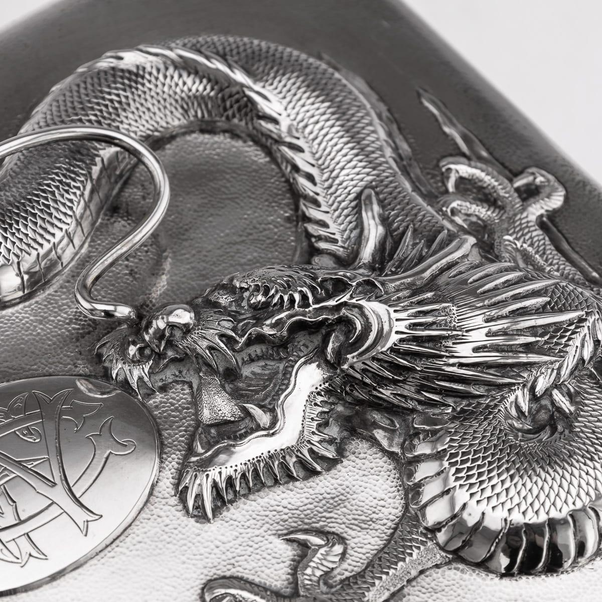 Antique 20thC Chinese Solid Silver Dragon Cigar Box, Shanghai, Zeewo c.1900 For Sale 10