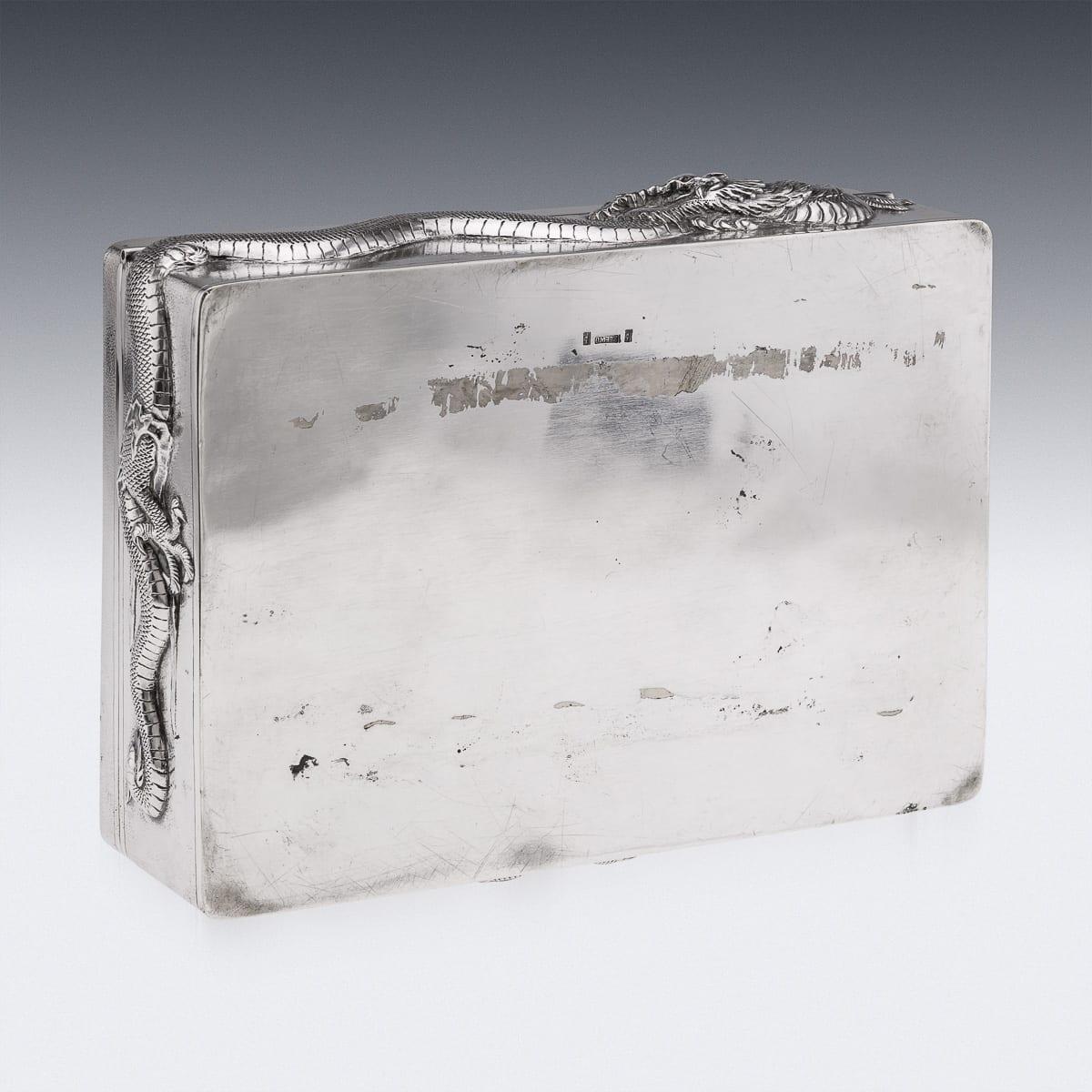 Antique 20thC Chinese Solid Silver Dragon Cigar Box, Shanghai, Zeewo c.1900 For Sale 3