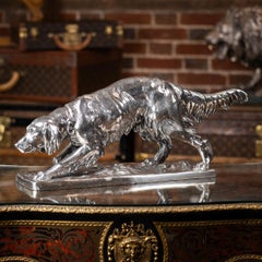 Antique 20thC Continental Silver Plated Hunting "Setter Dog" Statue c.1910
