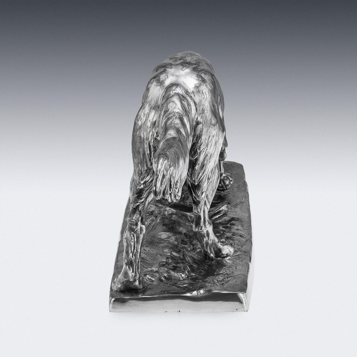 Antica statua di cane da caccia continentale del 20° secolo placcata in argento, C.C. 1910 In condizioni buone in vendita a Royal Tunbridge Wells, Kent