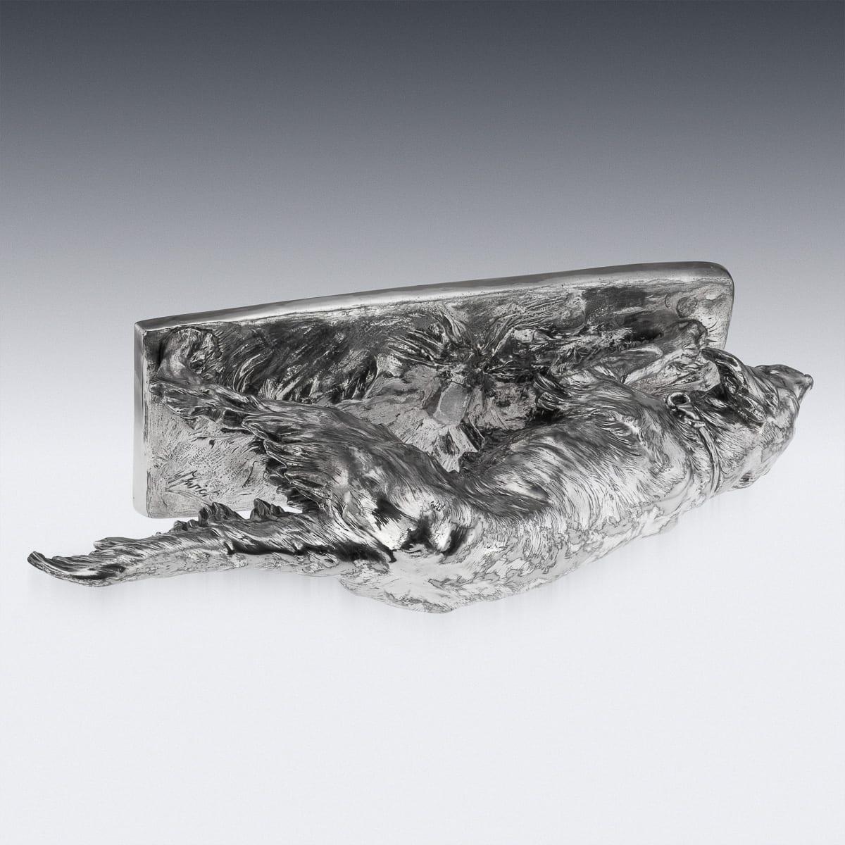 Antica statua di cane da caccia continentale del 20° secolo placcata in argento, C.C. 1910 in vendita 3