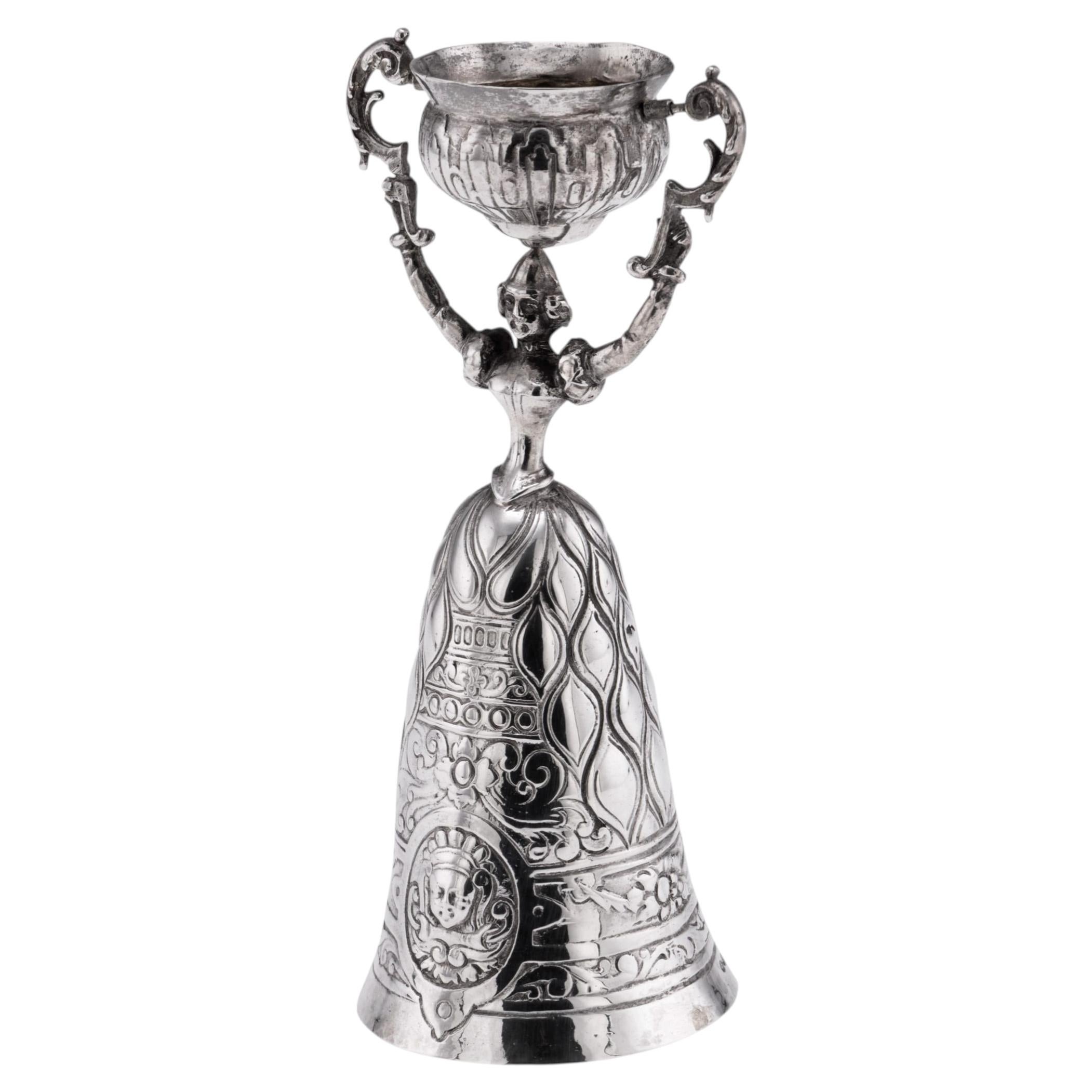 Antique 20thC Dutch Solid Silver Wedding Wager Cup c.1900