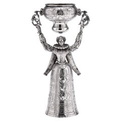 Antique 20thC Dutch Solid Silver Wedding Wager Cup c.1911