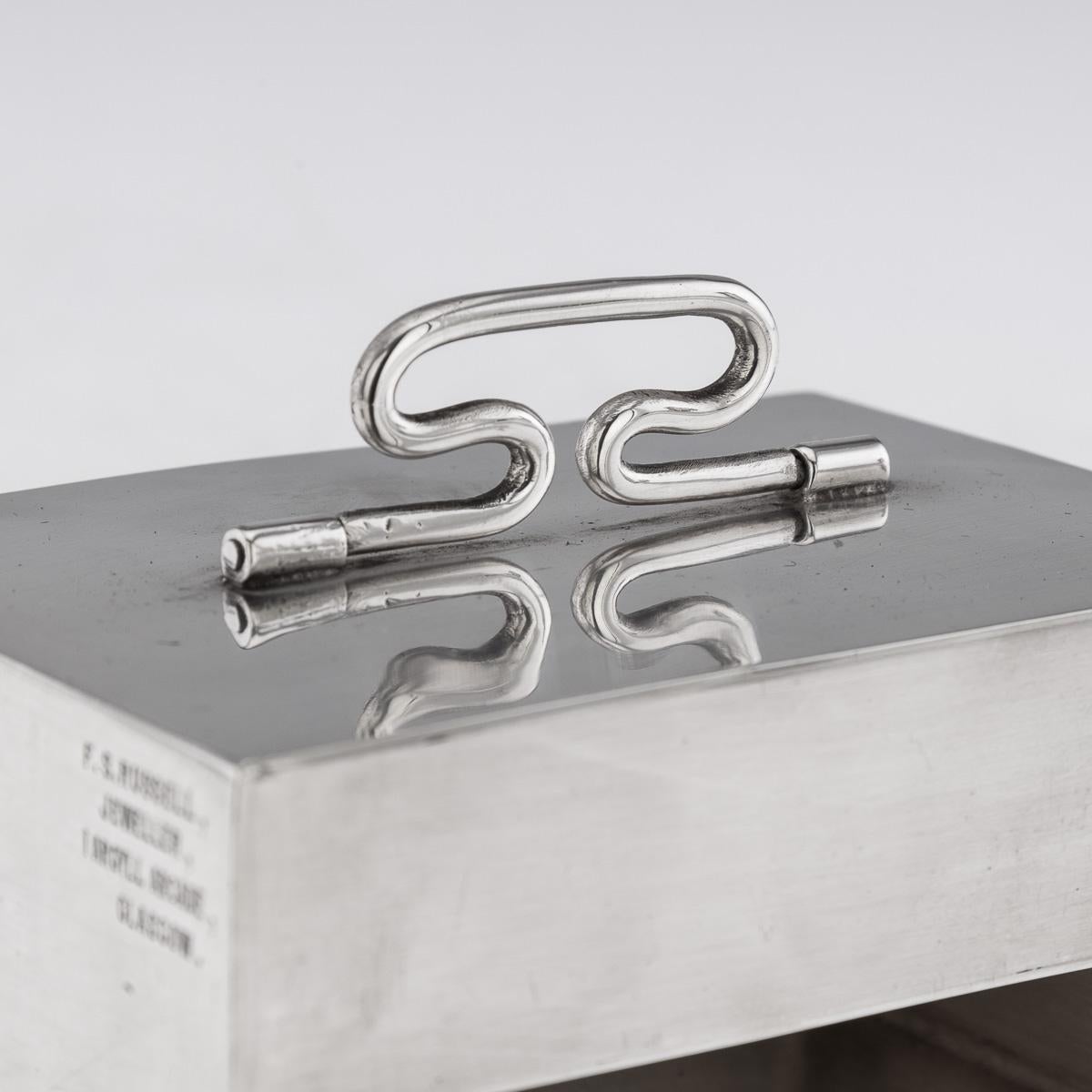 Antique 20thC Edwardian Solid Silver Cigarette Box, F.S. Russell, Glasgow c.1907 For Sale 12