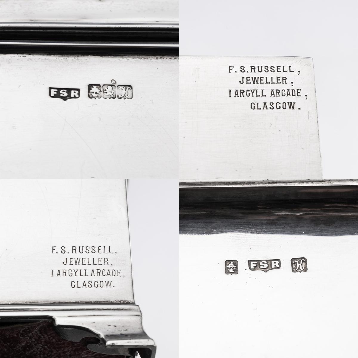 Antique 20thC Edwardian Solid Silver Cigarette Box, F.S. Russell, Glasgow c.1907 For Sale 13