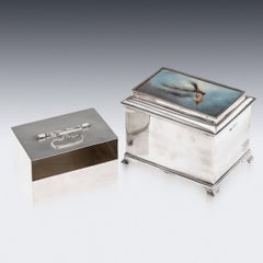 Antique 20thC Edwardian Solid Silver Cigarette Box, F.S. Russell, Glasgow c.1907