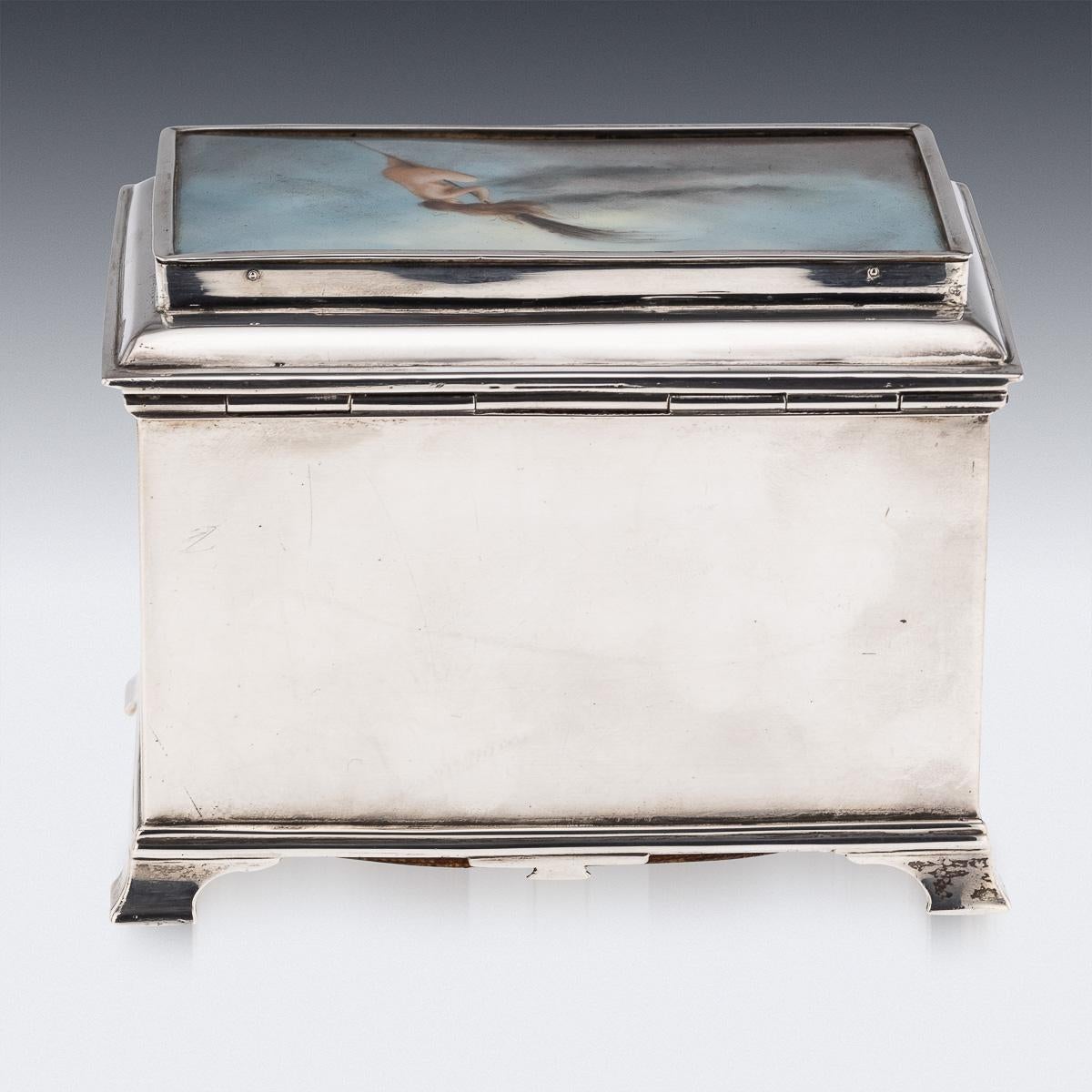 Antique 20thC Edwardian Solid Silver Cigarette Box, F.S. Russell, Glasgow c.1907 For Sale 1