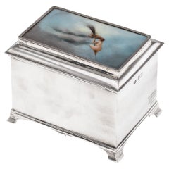 Boîte à cigarettes édouardienne ancienne du 20e siècle en argent massif, F.S. Russell, Glasgow, c.1907