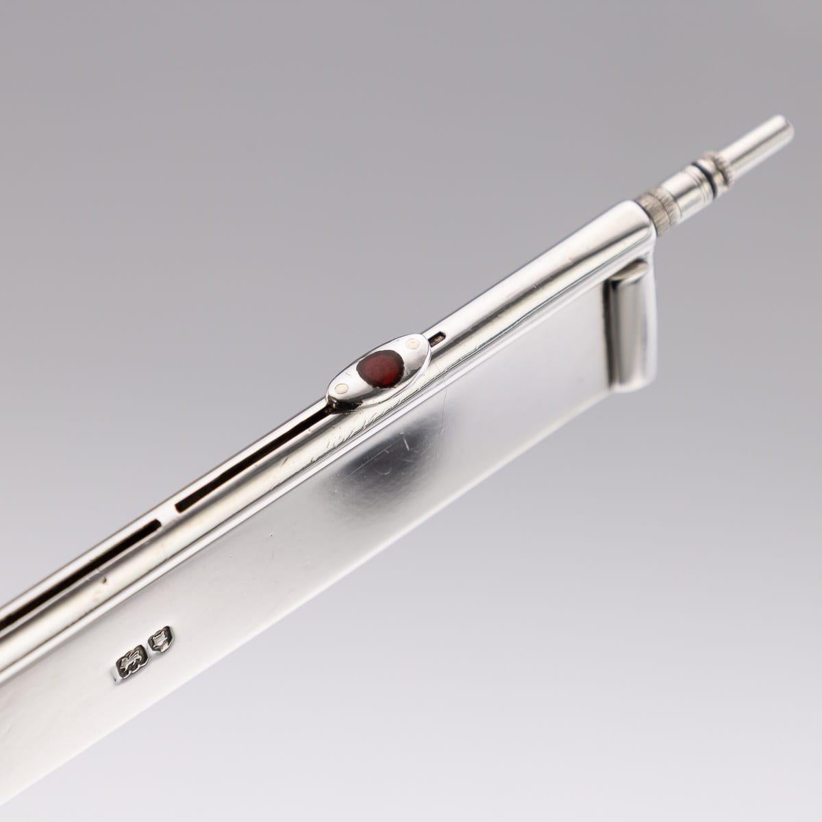 Antique 20thC Edwardian Solid Silver Combination Pencil/Ruler/Pen, London c.1902 For Sale 4