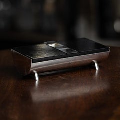 Antique 20thC English Art Deco Solid Silver & Lacquer Cigarette Box c.1920