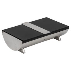 Antike 20. Jahrhundert Englisch Art Deco Solid Silber & Lack Zigarettenschachtel c.1920