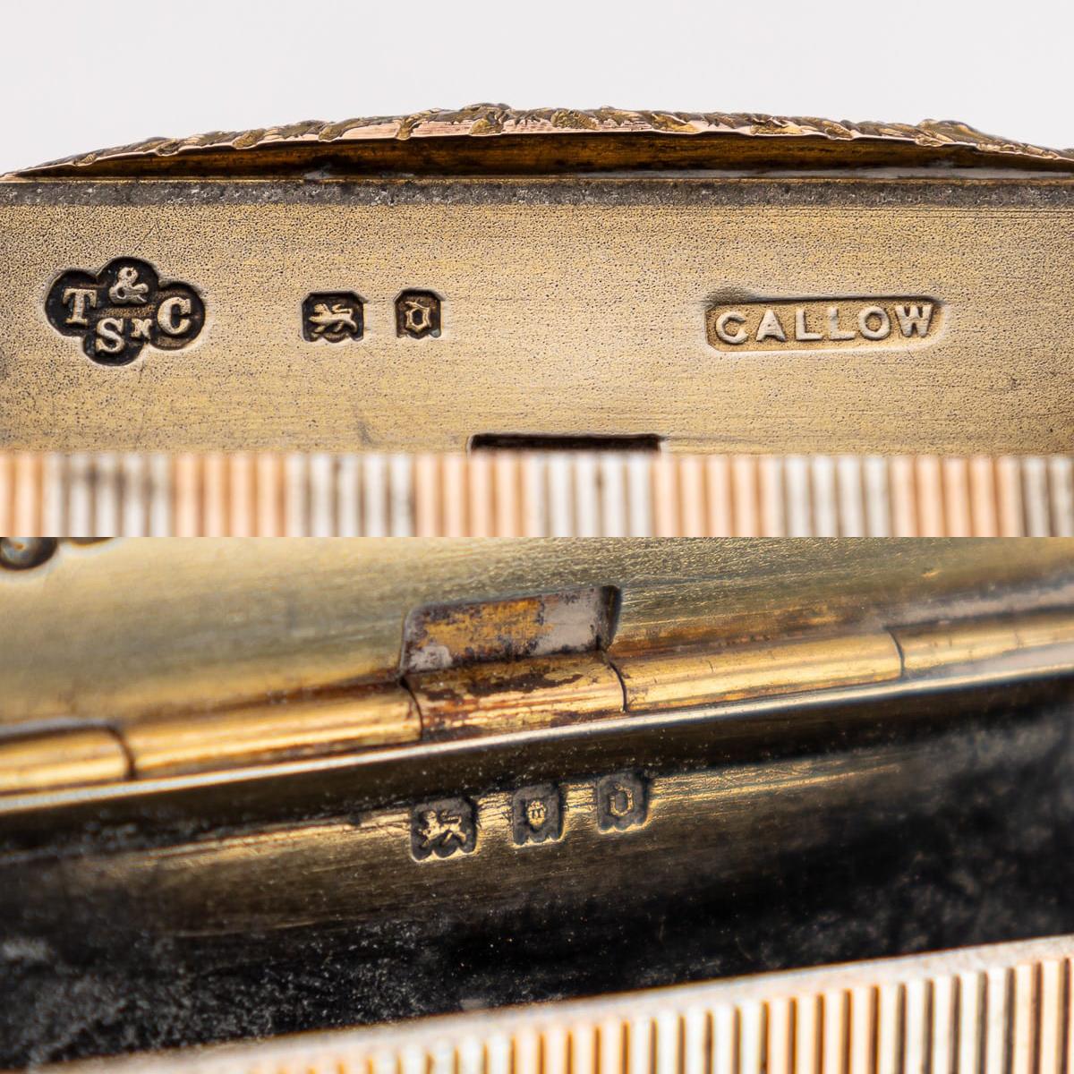 Antico porta fiammiferi in argento massiccio e oro 9 carati del XX secolo, C.C. in vendita 6