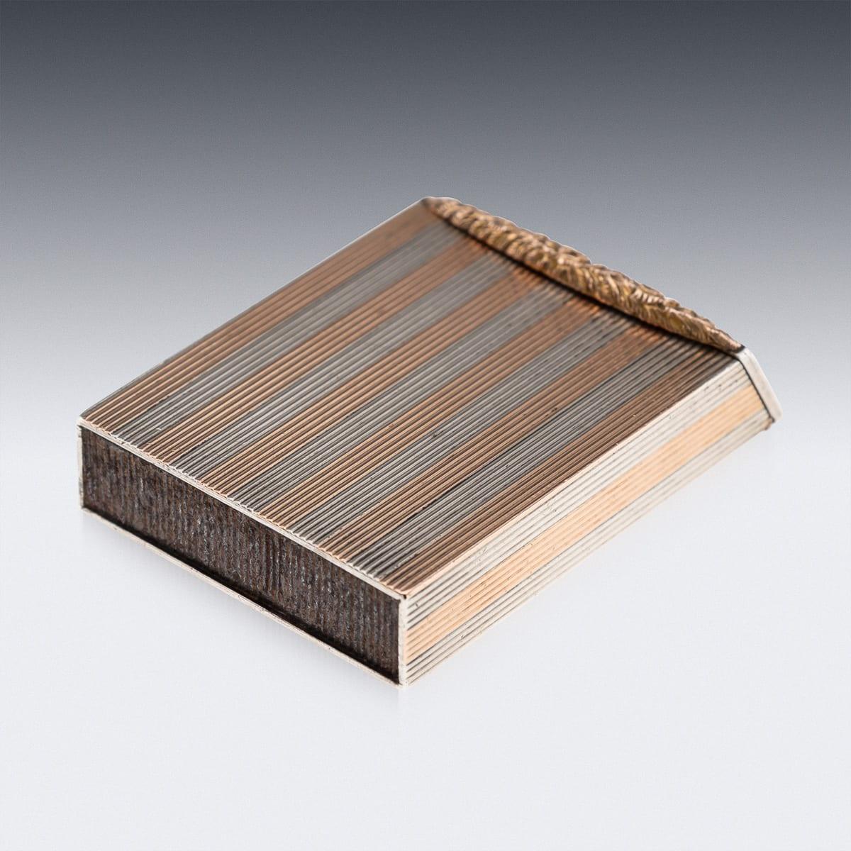 Oro Antico porta fiammiferi in argento massiccio e oro 9 carati del XX secolo, C.C. in vendita