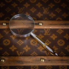 Antique 20thC English Solid Silver & Amber Glass Magnifying Glass c.1910