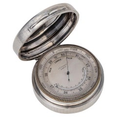 Antique 20thC English Solid Silver Barometer & Thermometer, J.C Vickery c.1912