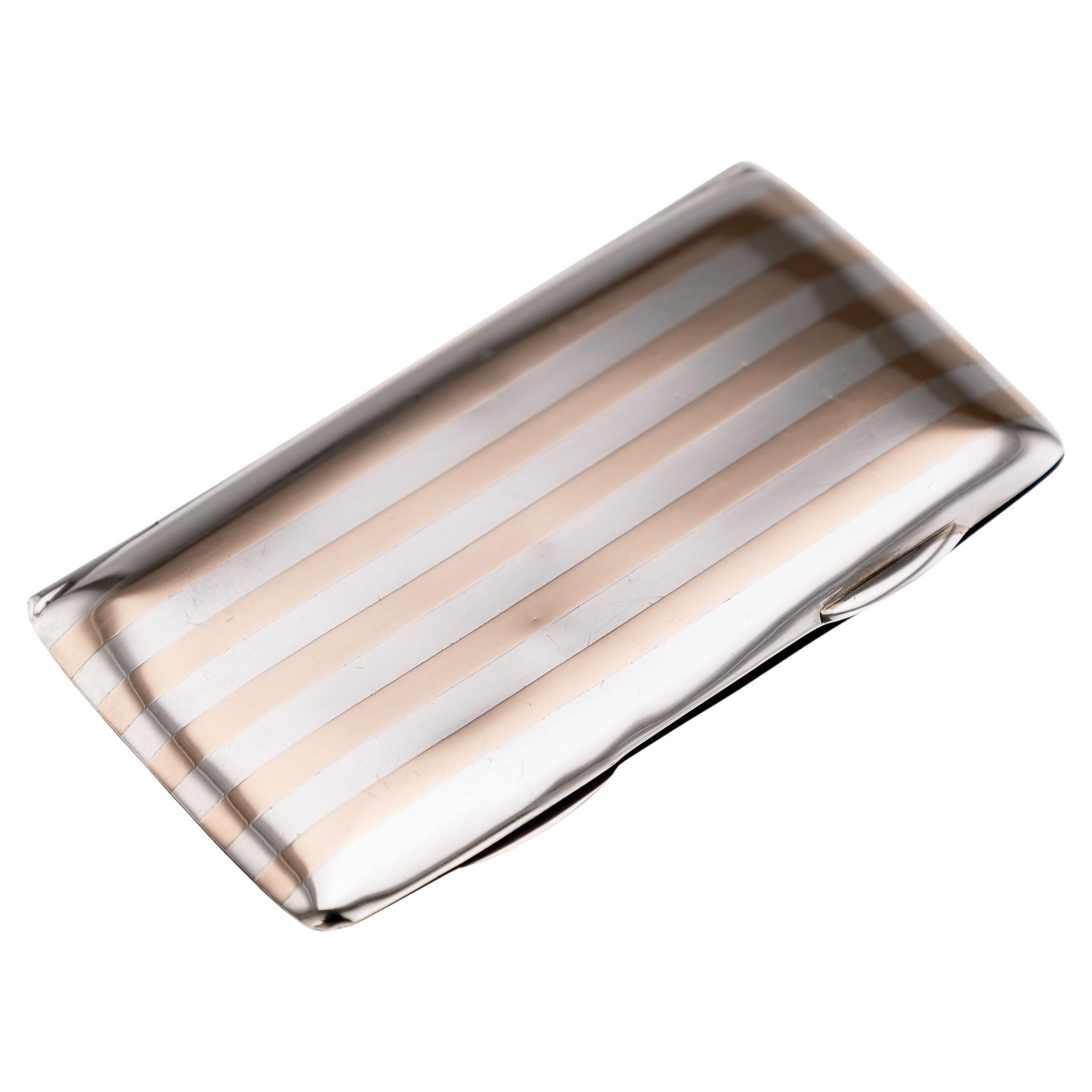 Ancien étui à cartes de visite en argent massif et or du 20e siècle, Chester c.1911 en vente