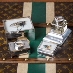 Antique 20thC English Solid Silver Smoker & Writers Desk Set, London c.1907