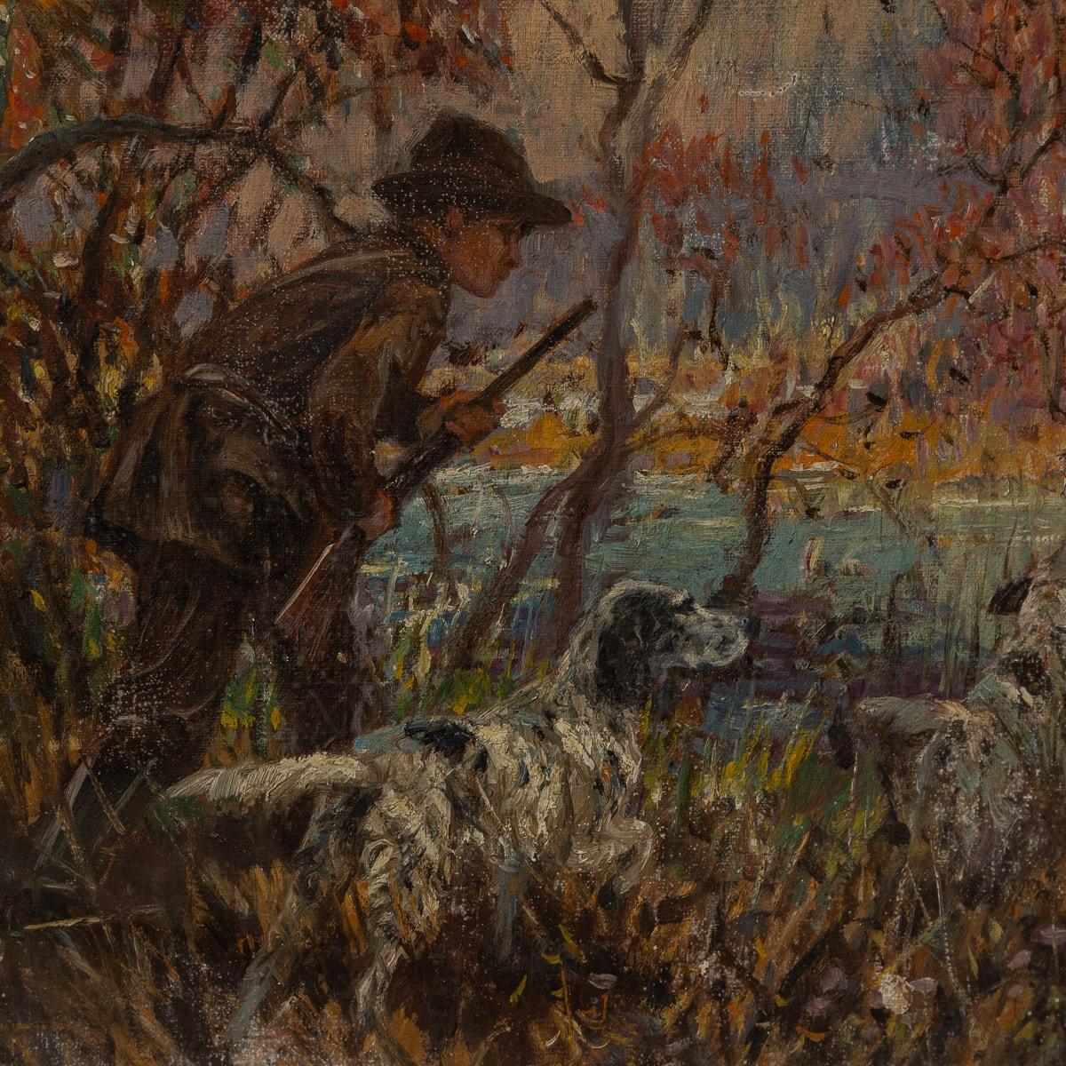 Antique 20thC Framed Hunting Scene Oil On Canvas By Frederick Thomas Daws c.1923 For Sale 1