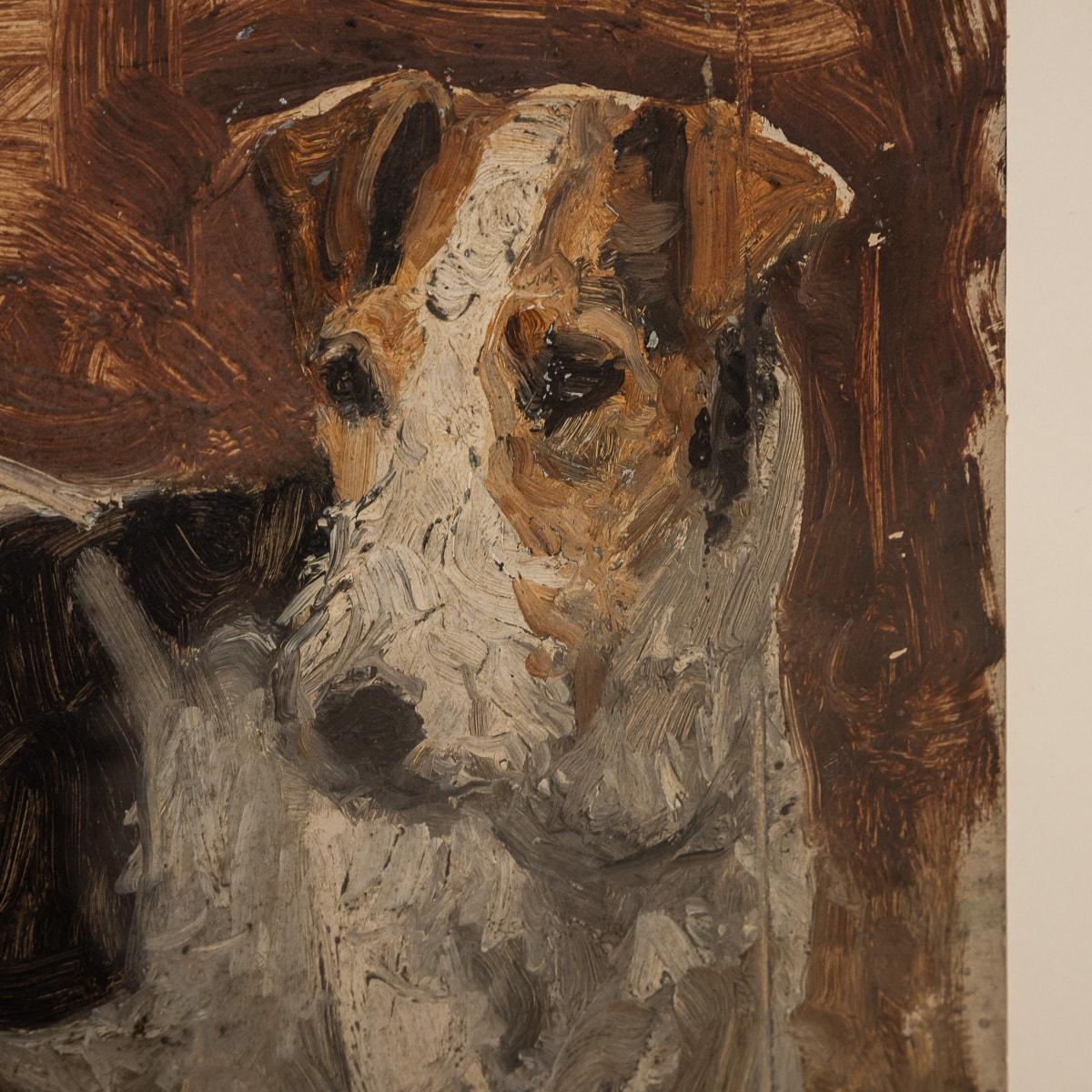 Antique 20thC Framed Jack Russell Terrier Oil On Canvas By Frederick Thomas Daws For Sale 4