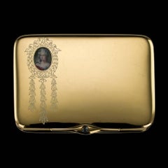 Antique 20th Century French 18-Karat Gold, Enamel and Sapphire Box, Cartier