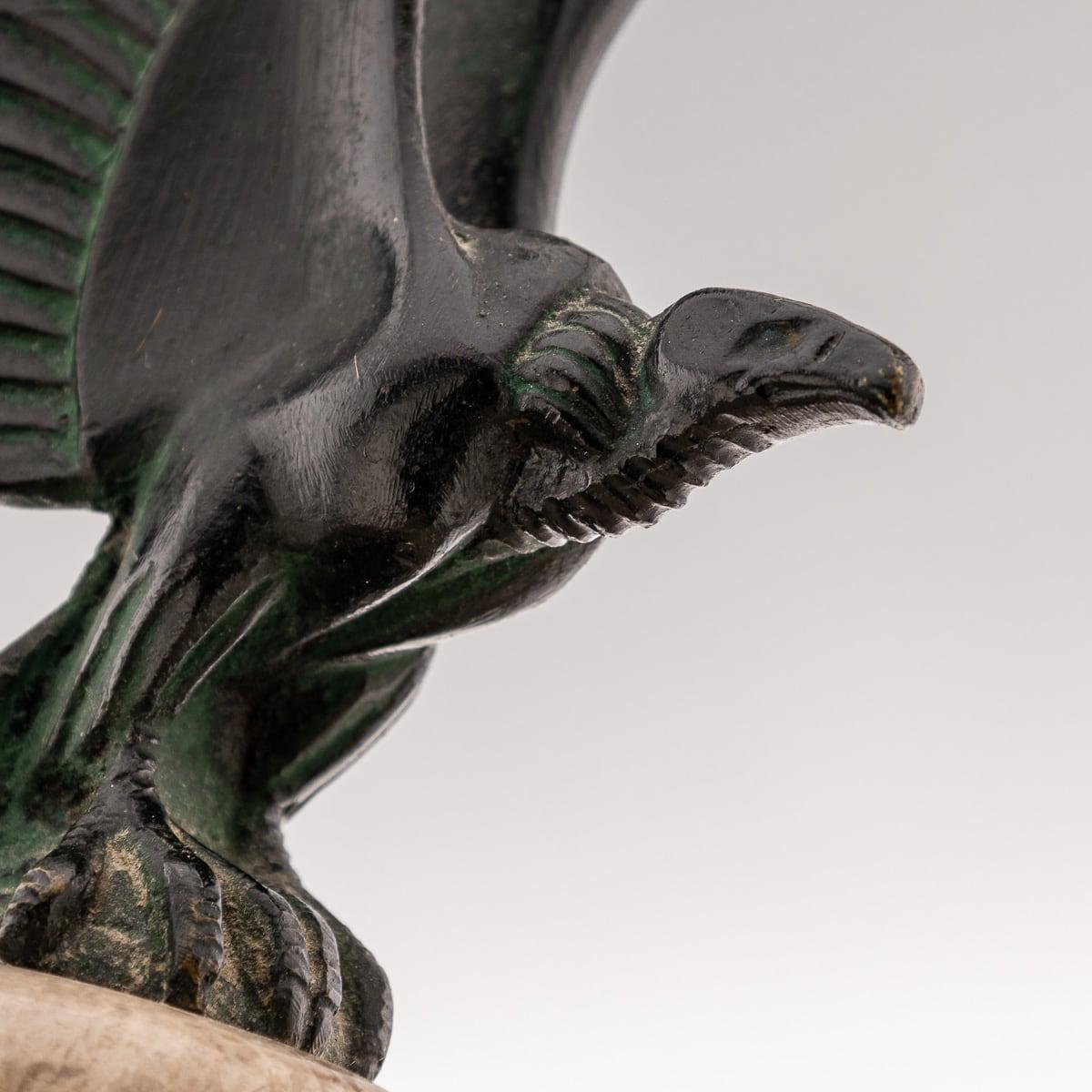Antiguos Apoyalibros de Buitre de Bronce y Mármol Franceses del Siglo XX, Max Le Verrier c.1900 en venta 7