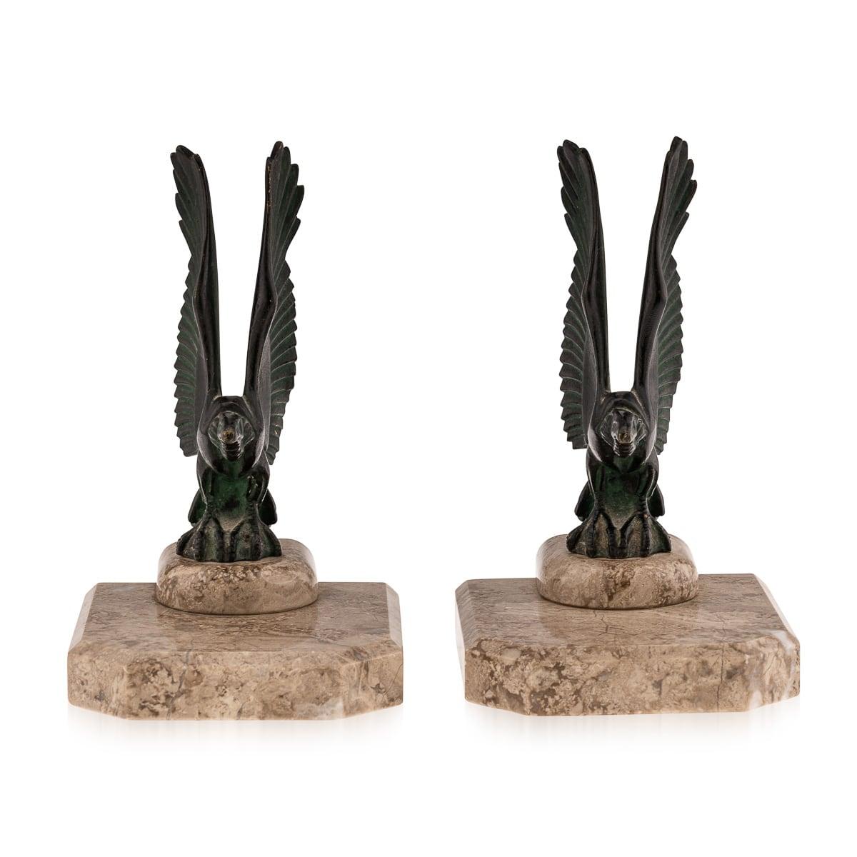 Antiguos Apoyalibros de Buitre de Bronce y Mármol Franceses del Siglo XX, Max Le Verrier c.1900 Francés en venta