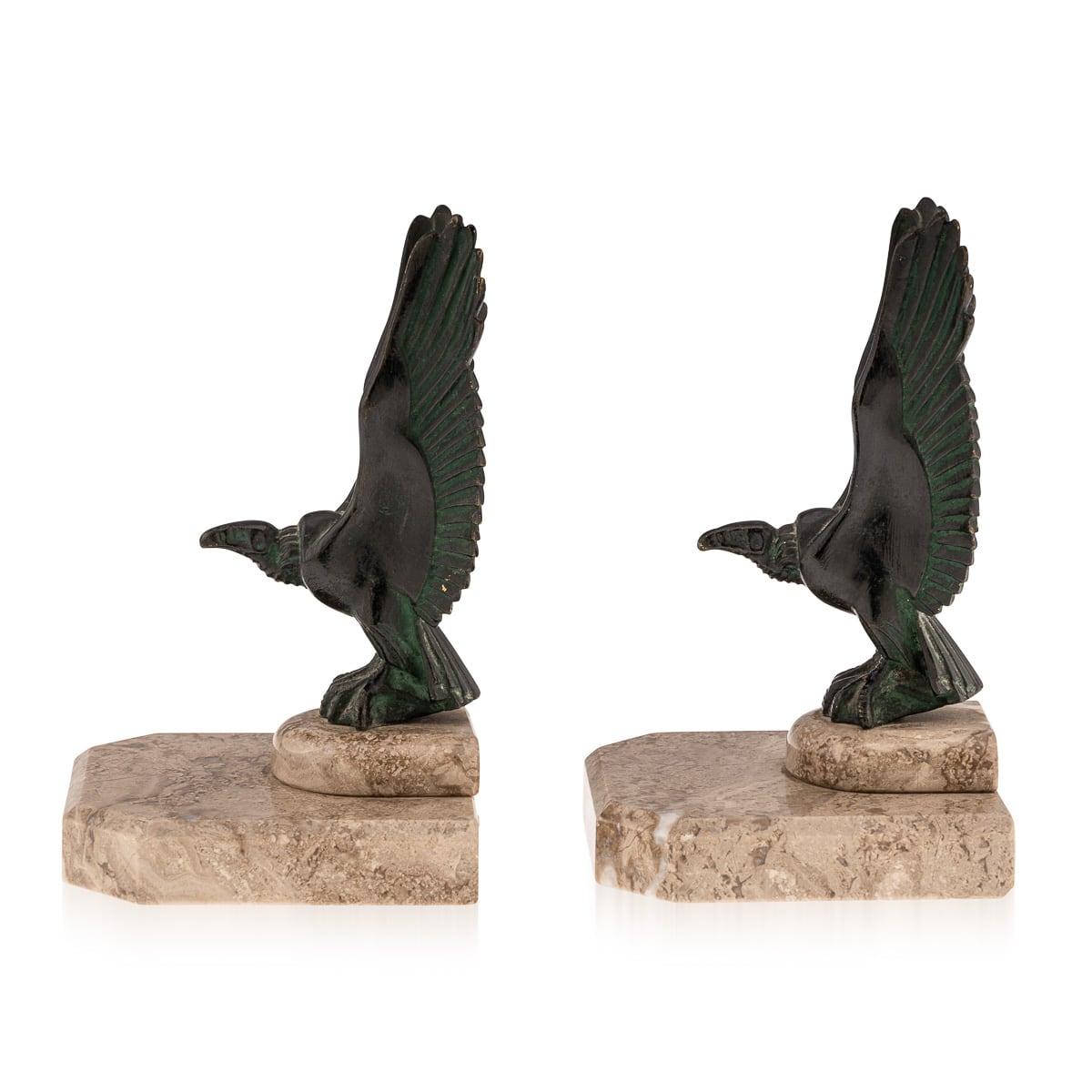 Antiguos Apoyalibros de Buitre de Bronce y Mármol Franceses del Siglo XX, Max Le Verrier c.1900 en Bueno estado para la venta en Royal Tunbridge Wells, Kent
