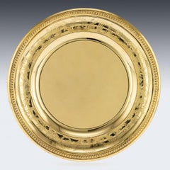 Antique French Solid Silver-Gilt 10 Plates and 2 Dishes, Puiforcat, circa 1910