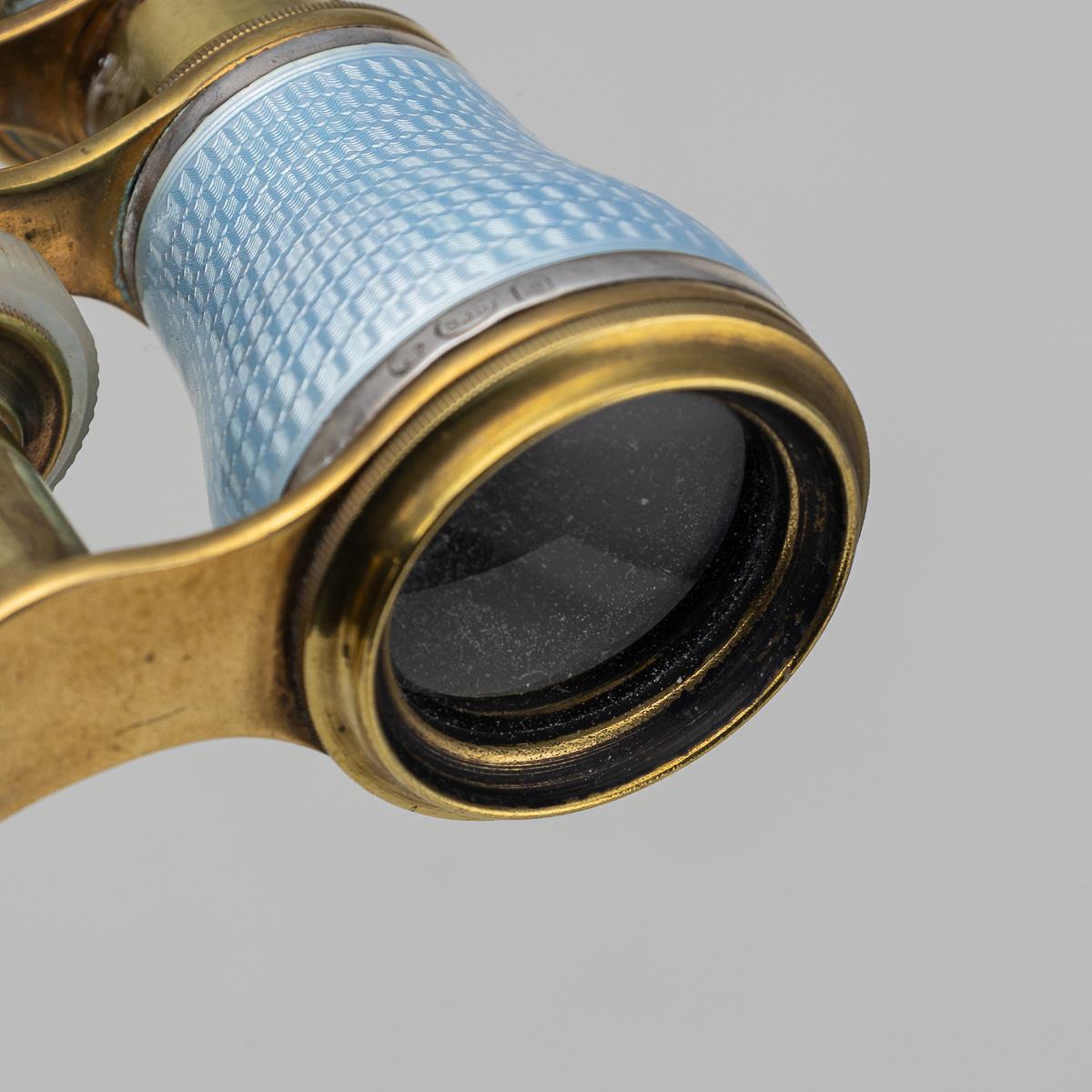 Antico bicchiere da opera tedesco del XX secolo in ottone e argento con smalto guilloché in vendita 5