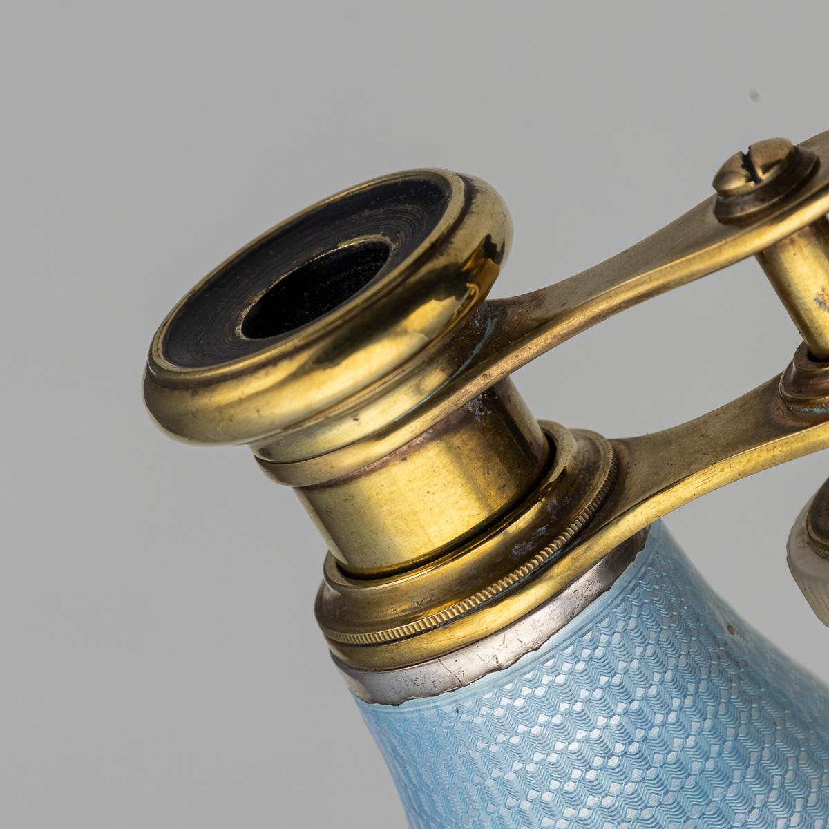 Antico bicchiere da opera tedesco del XX secolo in ottone e argento con smalto guilloché in vendita 9