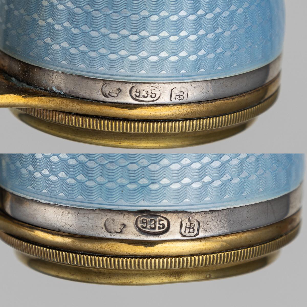 Antico bicchiere da opera tedesco del XX secolo in ottone e argento con smalto guilloché in vendita 10