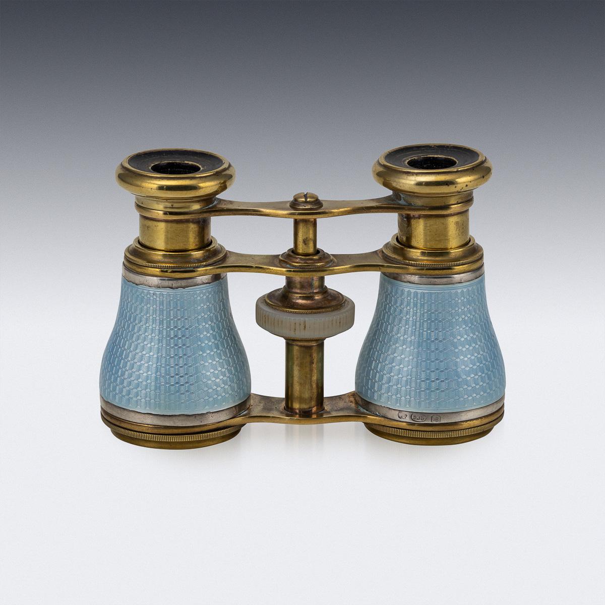 Antico bicchiere da opera tedesco del XX secolo in ottone e argento con smalto guilloché In condizioni buone in vendita a Royal Tunbridge Wells, Kent
