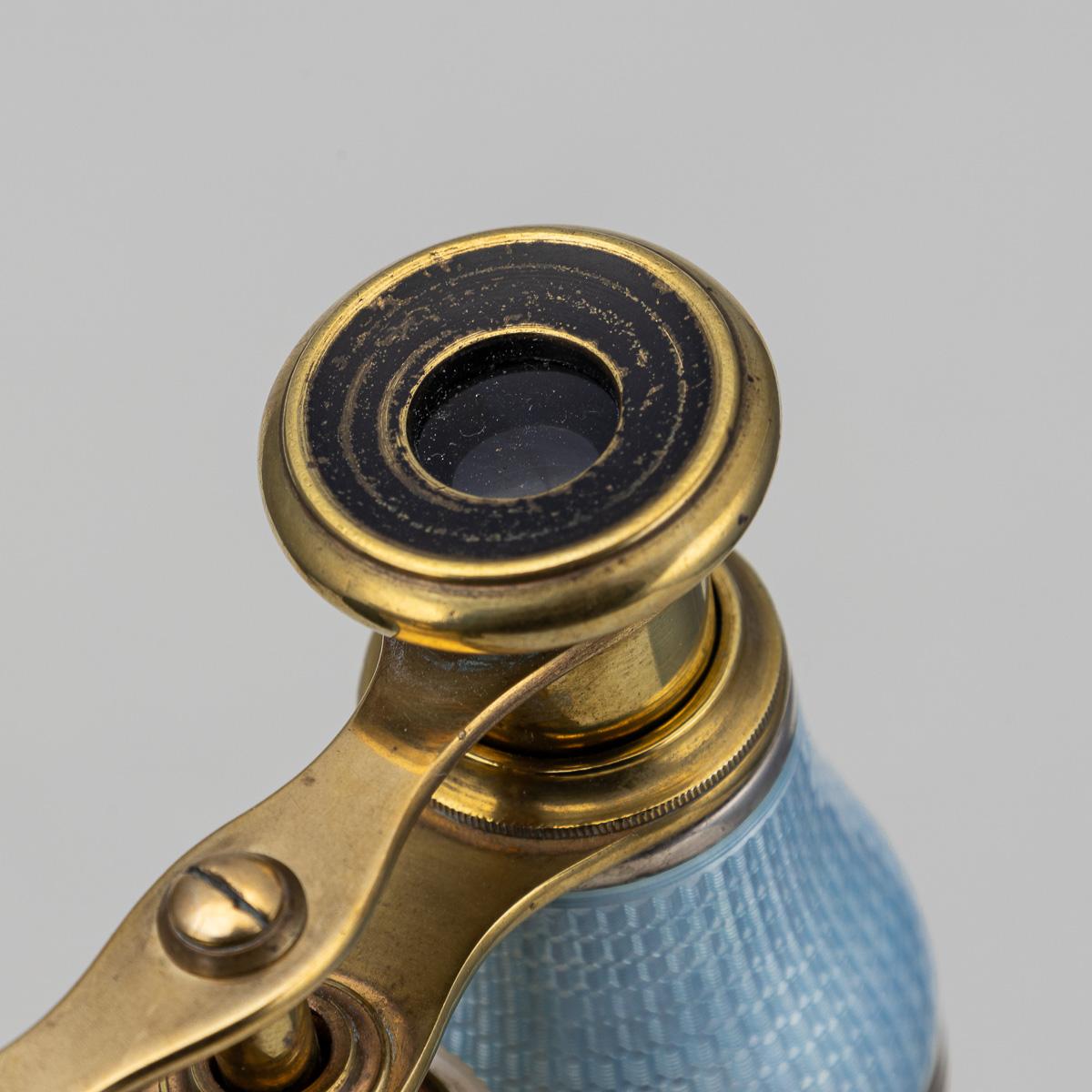 Antico bicchiere da opera tedesco del XX secolo in ottone e argento con smalto guilloché in vendita 2