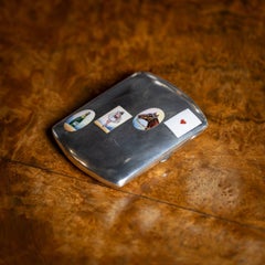 Antique 20thC German Solid Silver & Enamel "Four Vices" Cigarette Case c.1910