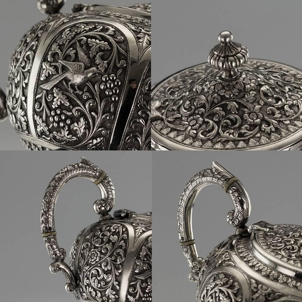 20th Century Indian Karachi-Cutch Solid Silver Tea Set, J Manikrai, circa 1900 2